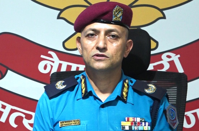 Nepal Police personnel on high alert monitoring public areas in Kathmandu during the festive season