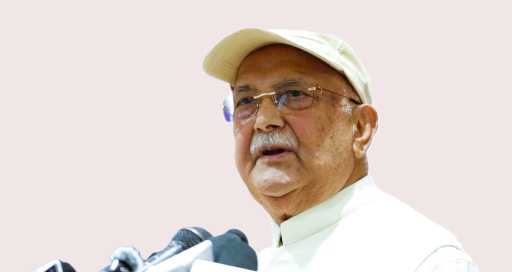 CPN-UML Chairman KP Sharma Oli addressing party leaders and newly nominated central committee members in Chyasal