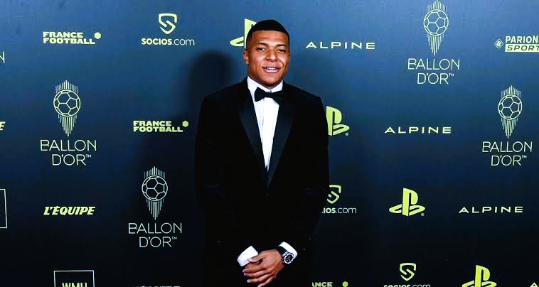Real Madrid and France forward Kylian Mbappé reacting during an official press conference