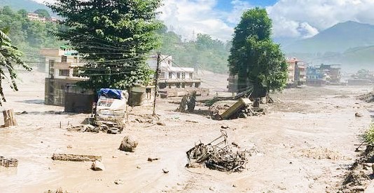 Site preparation for temporary housing construction for Bhotekoshi-Trishuli flood displaced families