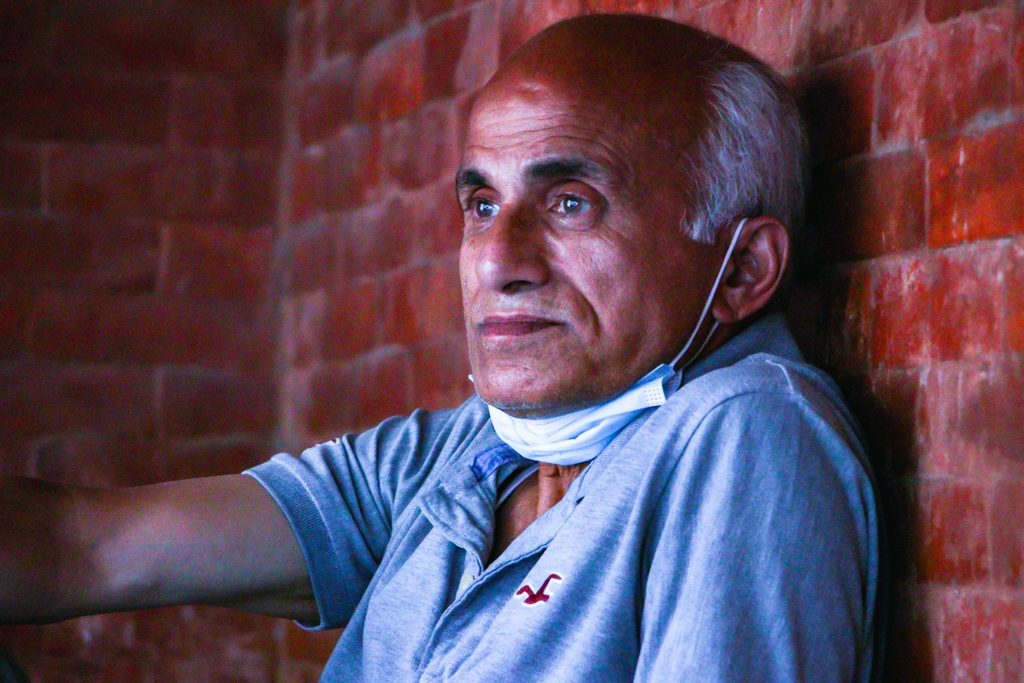 Dr. Govinda KC sitting in protest during his 25th hunger strike at Narayan Temple in Ilam