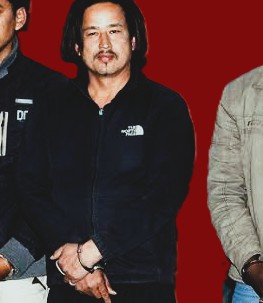 Sarlahi Police personnel presenting seized pistols and ammunition following the arrest of murder convict Babu Thapa