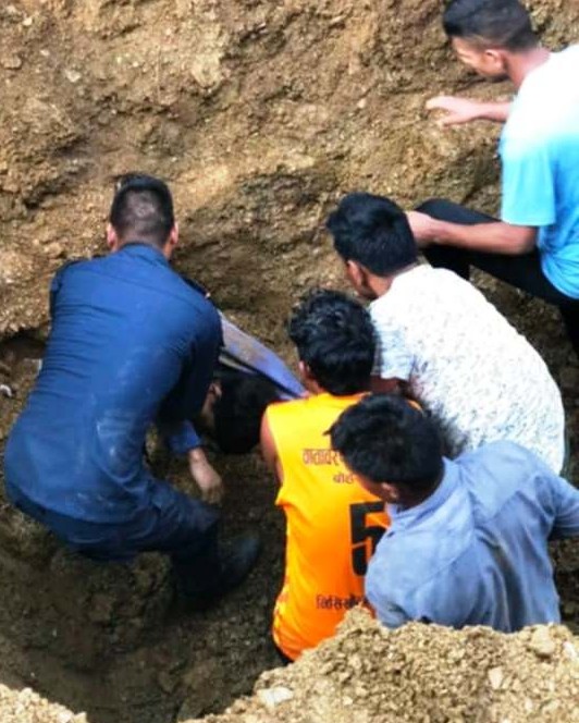 Two Workers Killed, One Rescued After Landslide Buries Road Construction Site in Baglung